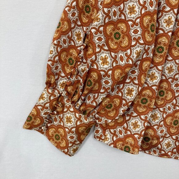 Ryegrass size 1X Floral Abstract Geometric Boho Long Sleeve Popover Blouse - Picture 9 of 11